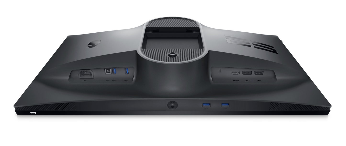 Dell Alienware AW2524HF Monitor face down and showing available ports.
