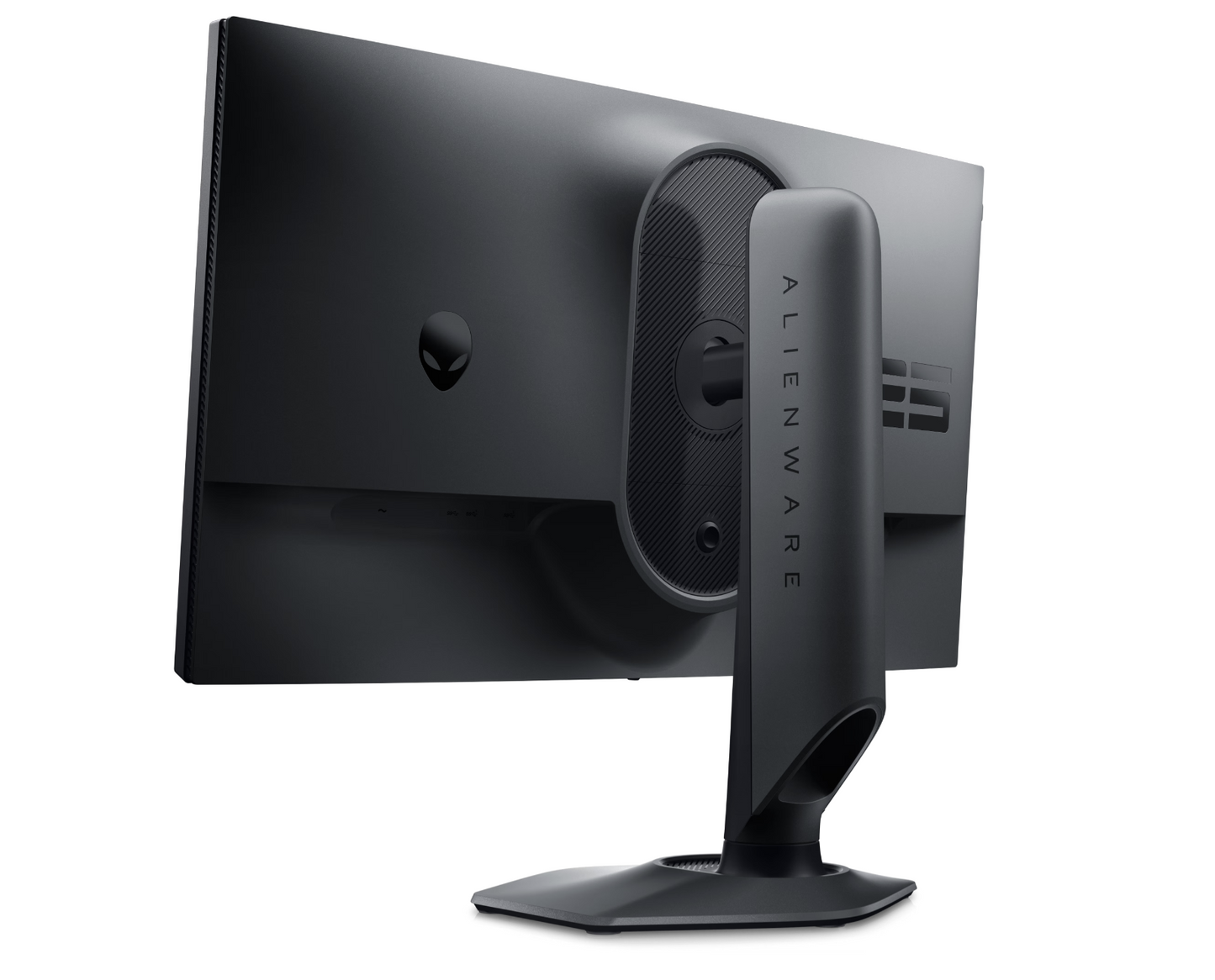 Angled Rear aspect of the Alienware AW254HF Monitor showing the Alienware logo