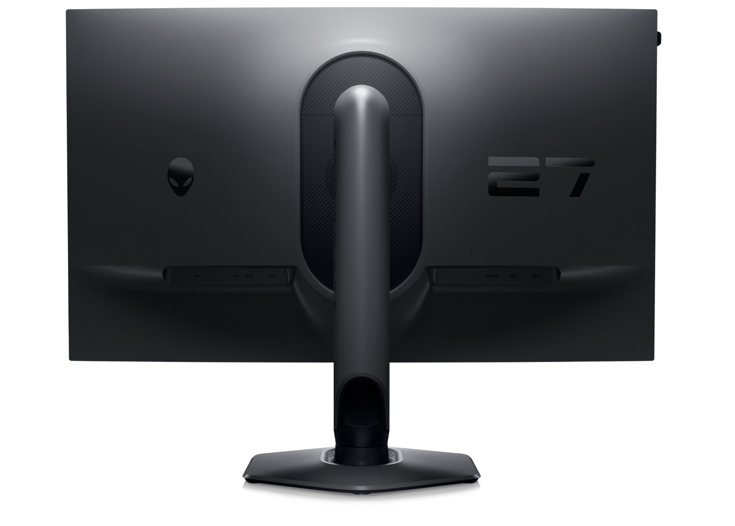 Rear view of the Dell Alienware AW2724HF Gaming Monitor with Full HD Resolution at 360Hz showing alienware logo and number 27 in Dell's "Dark side of the moon" Colour.