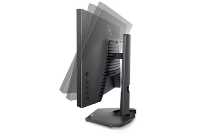 Back view of the Dell Gaming G2524H Full Hd Adaptive Sync Monitor showing Rogue company gameplay on the screen and Tilt adjustability options.