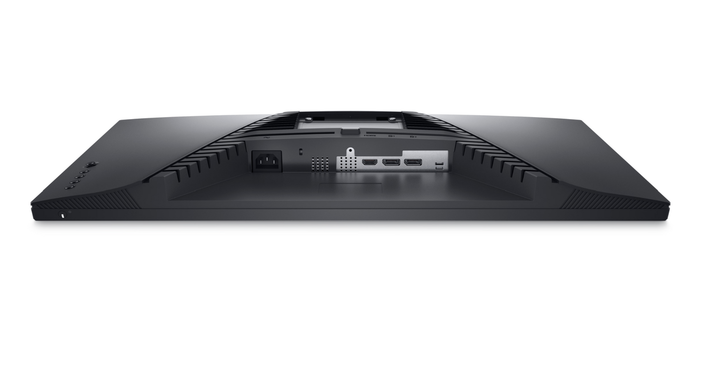 Dell Gaming G2724D 27 inch QHD Fast IPS Monitor lying face down showing avaialble ports.