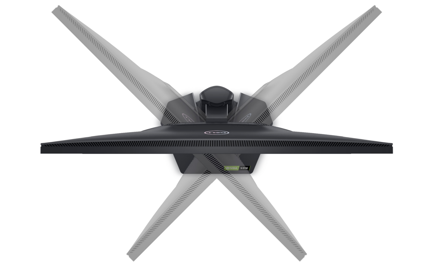 Top view of the Dell Gaming G2724D 27 inch QHD Fast IPS Monitor showing swivel adjustability options.