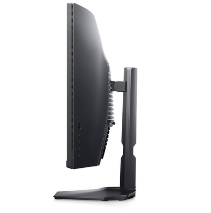 Side view of the Dell S3222DGM 32 inch QHD Gaming monitor There is a joystick and four buttons in a vertical arrangement on the lower left hand rear of the screen.