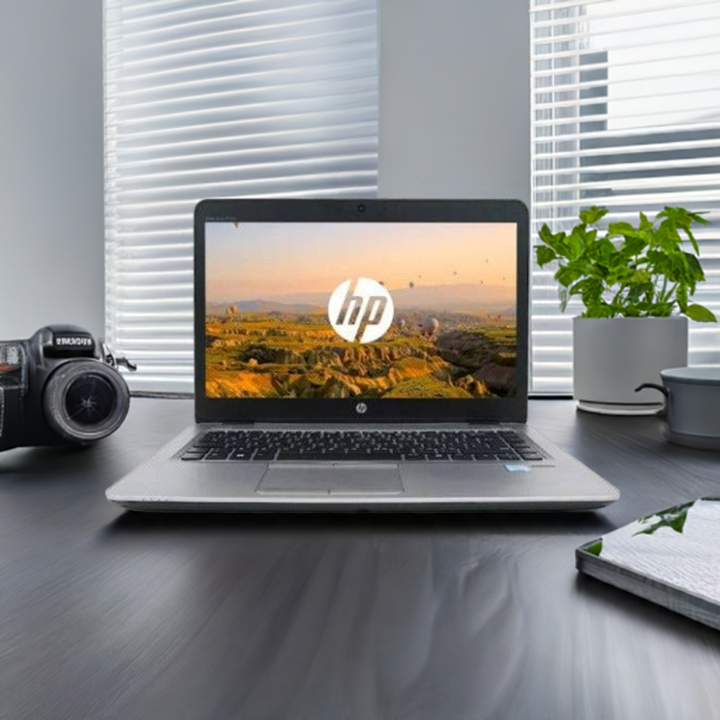 HP Elitebook 840 G3 Laptop sitting open on an office desk