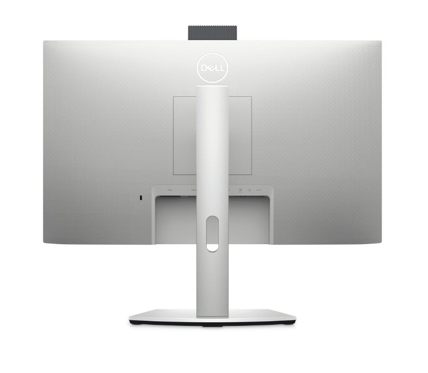 Back of The Dell S2422HZ - A 24 inch monitor with webcam for video calls with a built-in pop-up cam, noise-cancelling mics and dual 5W speakers.