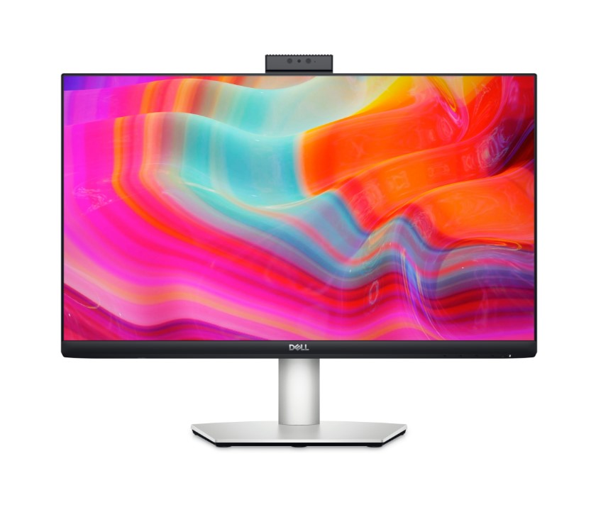 The Dell S2422HZ - A 24 inch monitor with webcam for video calls with a built-in pop-up cam, noise-cancelling mics and dual 5W speakers.