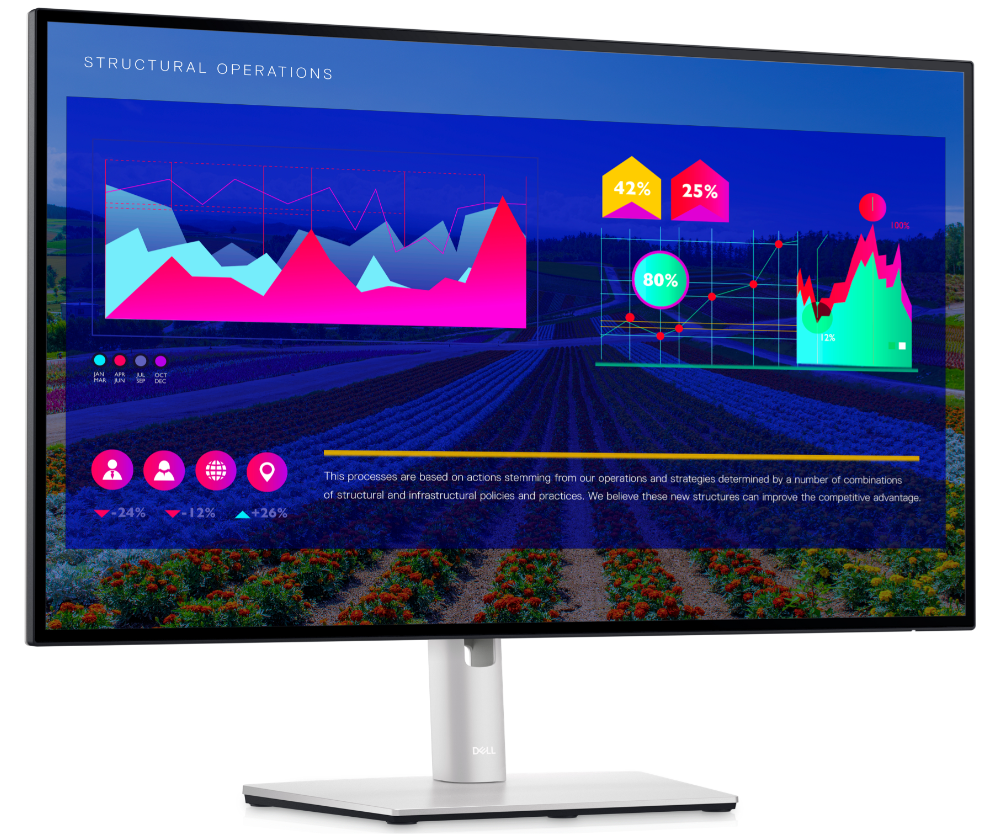 High resolution monitors from Jamm21. Work to new heights with the Dell ultrasharp U2722DE A 27 Inch QHD monitor with wide color coverage & comfortview plus.